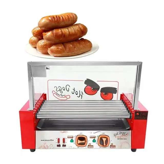 

Commercial Electric Durable non-stick Tubes Hot Dog Grill 11 Roller Hot Dog Making Machine