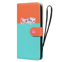 Elegant Leather Wallet Case with Animal Cat Design and Card Holder - Galaxy A55 5G (Q)