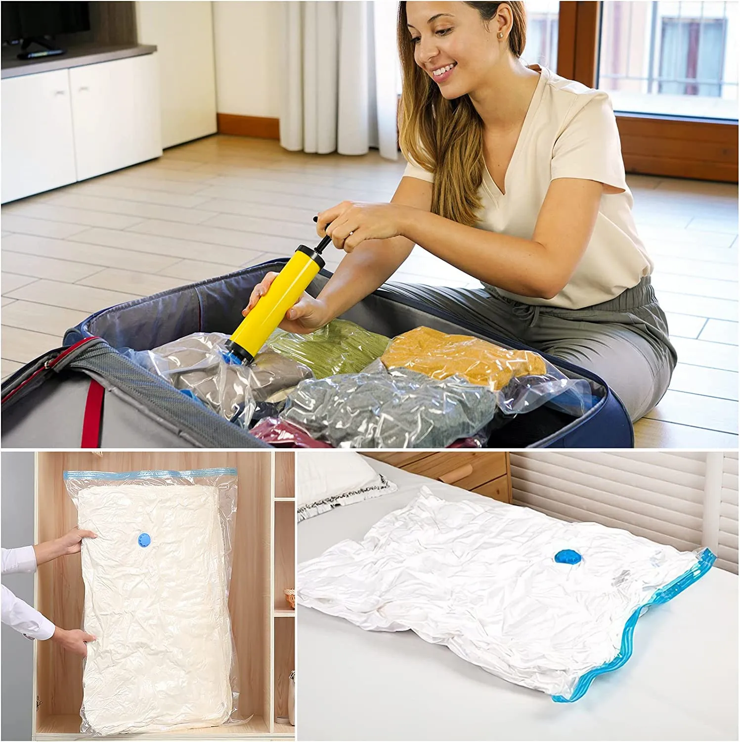 Sac de compression sous vide,Electric pump80X100 CMSac De Rangement