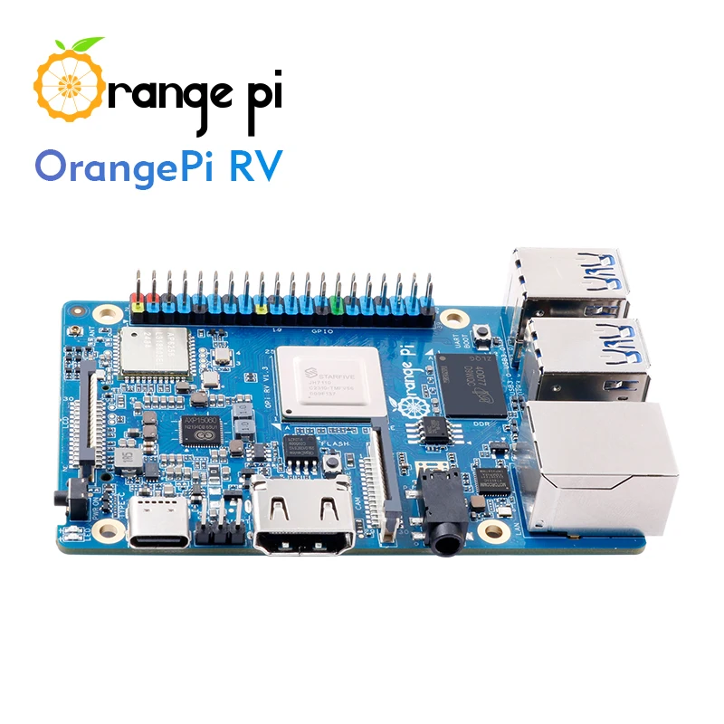 Orange Pi RV 8G Ram RISC-V DDR4 Mini PC Quad-core Processor JH7110 Single Board Computer WiFi+BT5.0 M2 PCIE SSD Run Debian OS single board computer