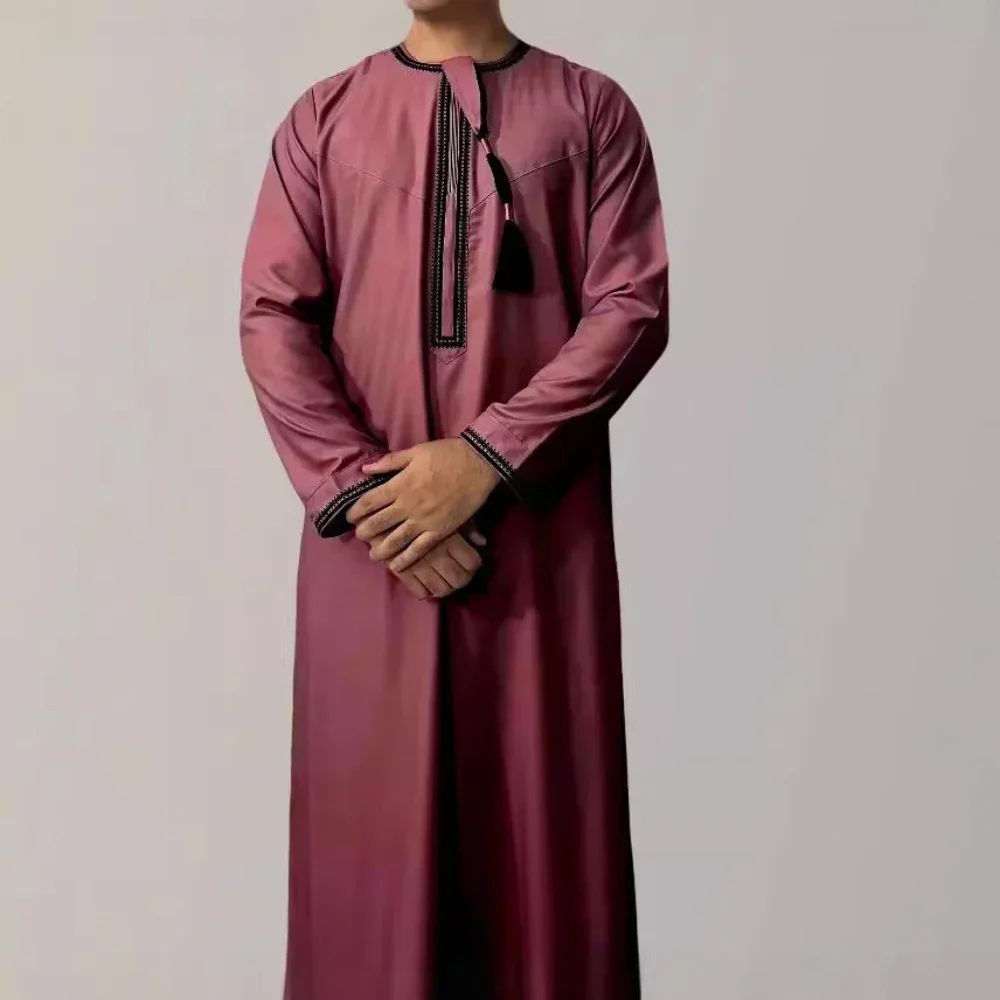 Muslim Dress Muslim Robe New Muslim Men Long Sleeve Pullover Dress
