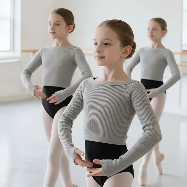 Girls Ballet Sweater Kids Ballet Tops Dance Knitwear Sweater Warm Thermal Dance Coat Boat Neck Knitted Jacket Dance Tops Girls