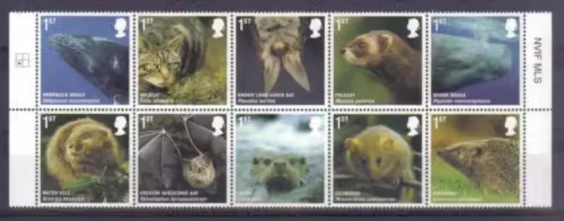 

10 шт., Великобритания, 2010, животные, животные, НАСТОЯЩИЕ Оригинальные, MNH