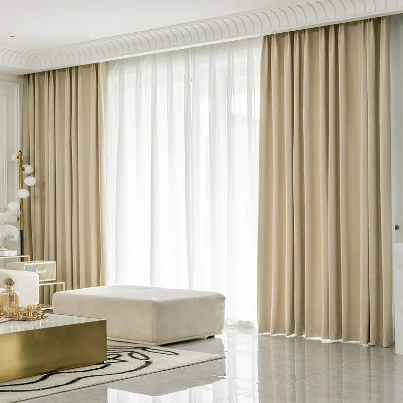 New French Australian Wool Velvet Curtains for Living Dining Room Bedroom Cream Luxury Modern Simple Blackout Curtain Custom