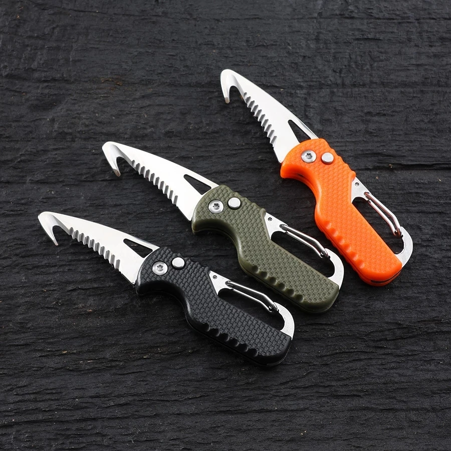 

Outdoor Camping Portable Folding Knife Express Package Knife Gift Keychain Serrated Hook Knife Carry-on Survival Tool Box