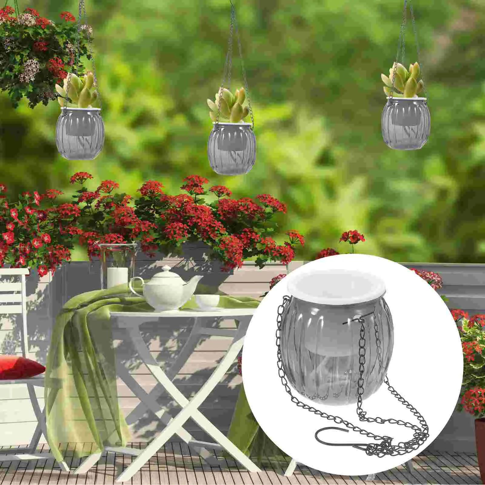 

Self Watering Hanging Plant Pot Outdoor Indoor Hanging Flower Pot Plant Container with Chains