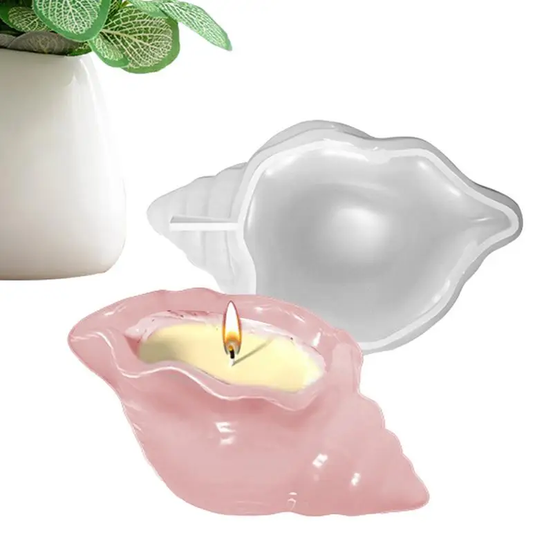 Moule en silicone pour pot de fleurs de conque, pot de bougie sectionné, boîte de rangement en béton, moule à conteneur succulent, coquille de mer, bricolage