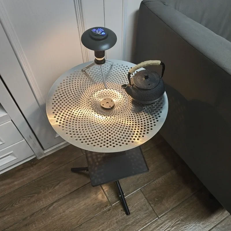 

Living Room Household Balcony Folding Table Hollow Small Round Table Outdoor Hiking Picnic Coffee Table ORV Portable Tripod