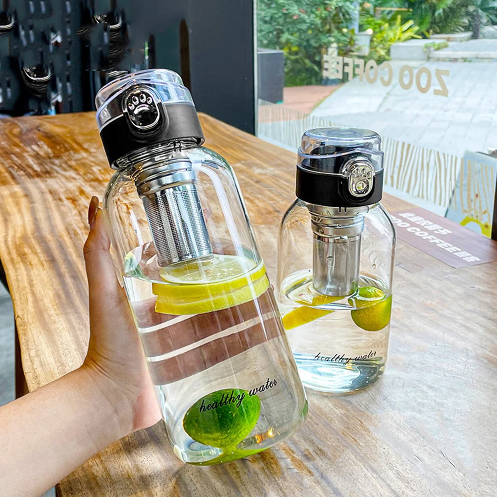 

1 Liter Glass Water Bottle Outdoor Travel Portable Drinking Drinkware Coffee 1000ML Waterbottle Heat Resisting Glass Bottle