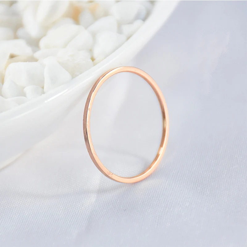 DARHSEN Fashion Jewelry Stainless Steel Small 1mm Girl Women Rings Solid Polished Black Silver gold Color size 3 4 5 6 7 8 9 10 4