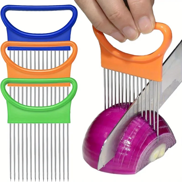 1PC Stainless steel onion tenderizer, fruit and vegetable slicing and fixing device, kitchen multifunctional tool
