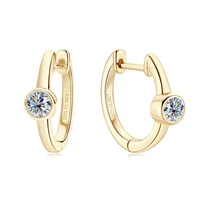 18k Gold 0.3ct 4mm Certified Moissanite Earrings for Women 100% 925 Silver Hoop Earring Wedding Party Jewelry Wholesale
