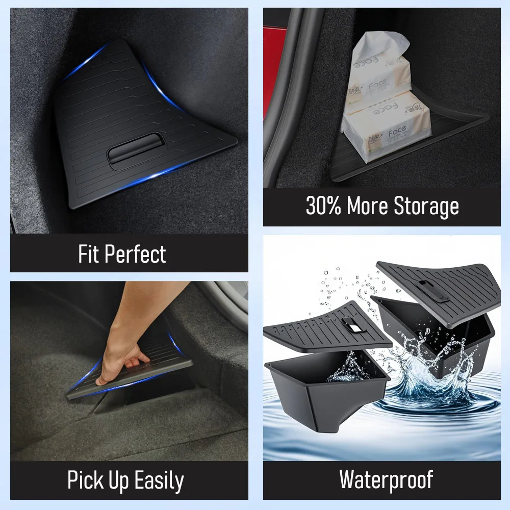 For Tesla Model 3 2025 2026 Trunk Storage Bins Model 3 Highland Organizer Waterproof Rear Trunk Side Storage Box Mat Accessories