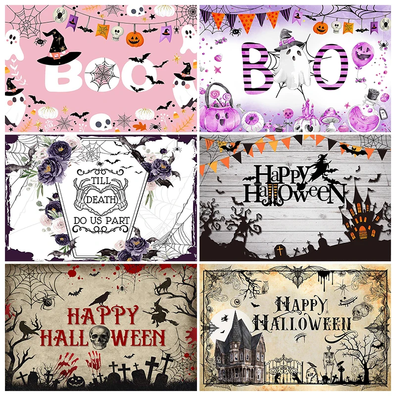 

Halloween Photography Background Pumpkin Skeleton Magic Theme Backdrop Birthday Party Decoration Cake Smash Studio Photo Props