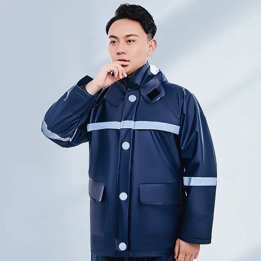 

Up and Down Raincoat Overcoat Hooded Overalls Men Fashion Thickened Rainwear Hiking Waterproof Guardar Chuva Unisex Rain Gear