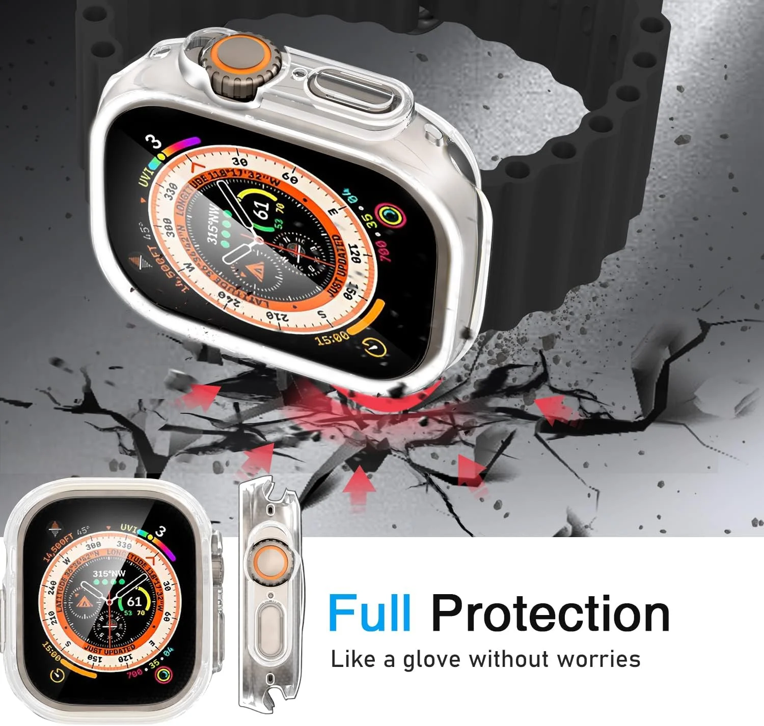 Premium Shockproof TPU Protective Case with Screen Protector for Apple Watch Ultra 49mm - Anti-Scratch Shell Cover