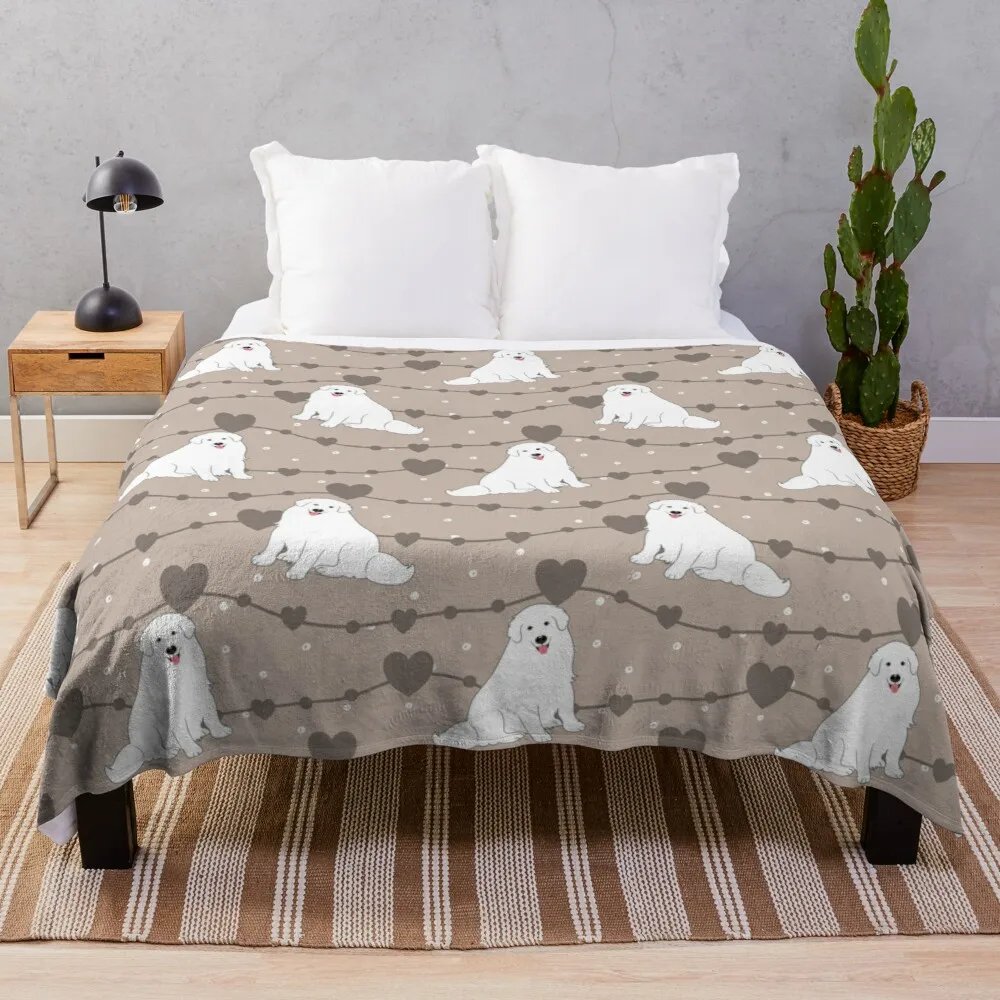 

Love White Great Pyrenees Dog Throw Blanket Retro Blankets Decorative Blanket