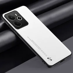 Premium PU Leather Silicone Shockproof Case with Camera Protection and Hard Bumper for Realme 14 Pro Plus (White)
