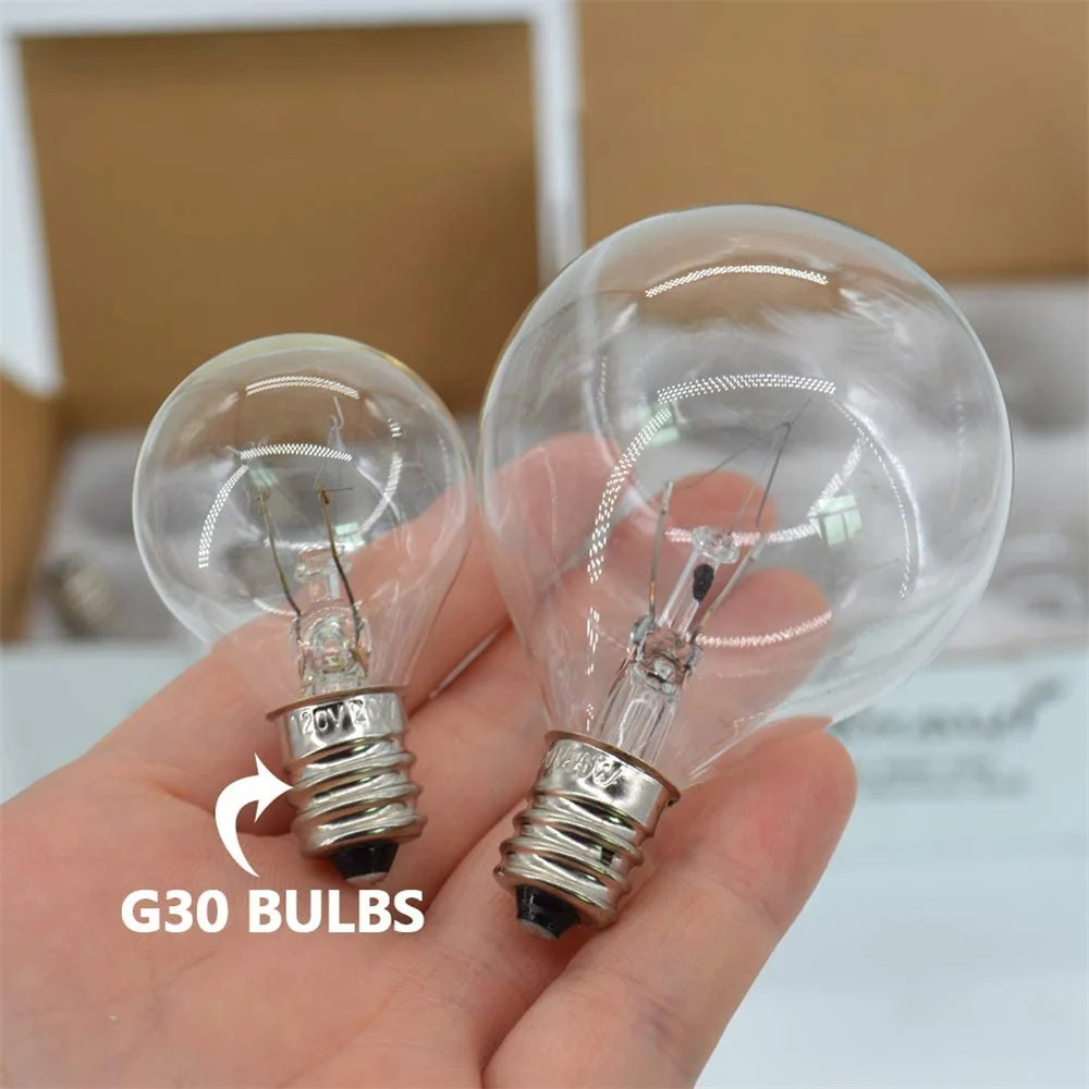 글로브 왁스 워머 열 전구, 향기 조명, 오븐, 용암 램프, 백열 촛대 베이스 클리어, G30, 20W, E12, 120V, S11, 6 개