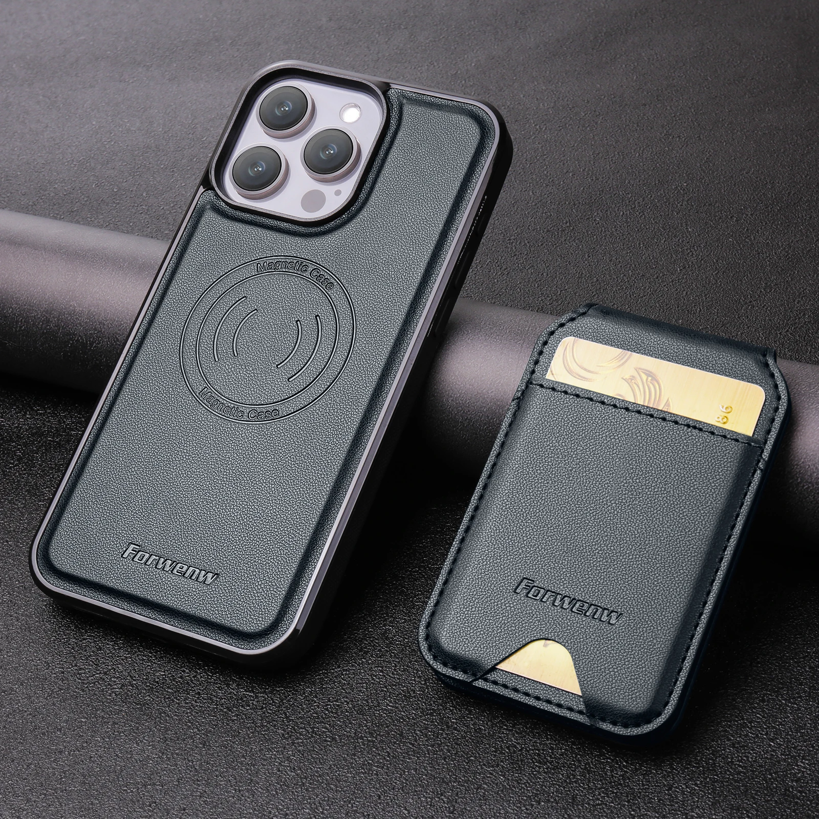 Leather Wallet Phone Case with Magnetic MagSafe Wireless Charging Compatibility