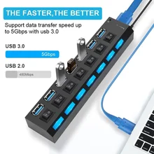 

Multi USB Splitter USB 3 Hab Use Power Adapter USB 2.0 Hub 4/7 Port With Switch Computer Accessories USB Hub 2.0 Hub USB