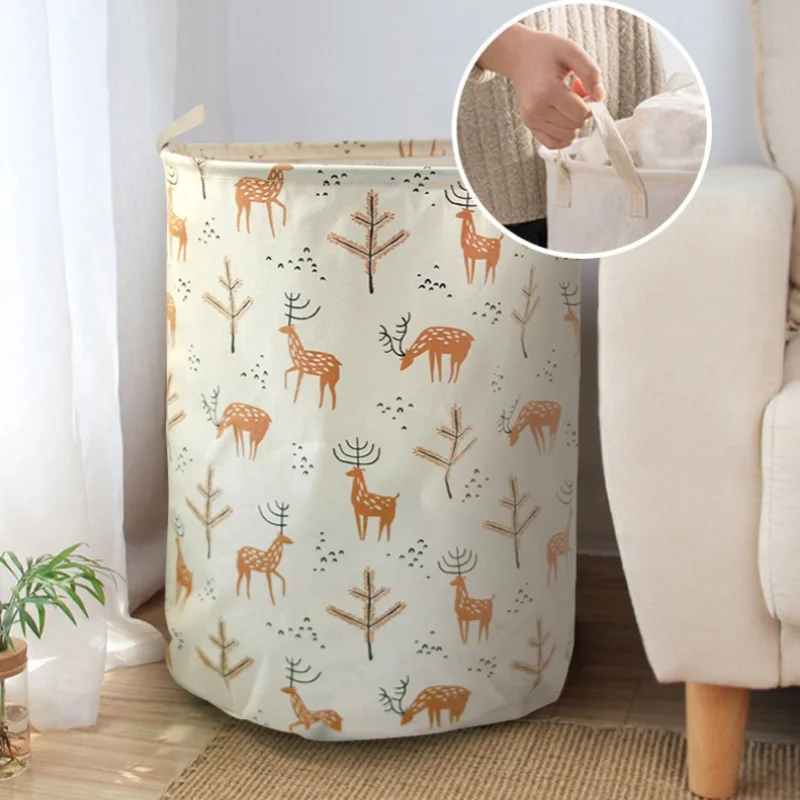 Fabric Dirty Cloth Basket Folding Storage Basket Dirty Cloth Doll Storage Bucket Cotton and Linen Laundry Basket 3