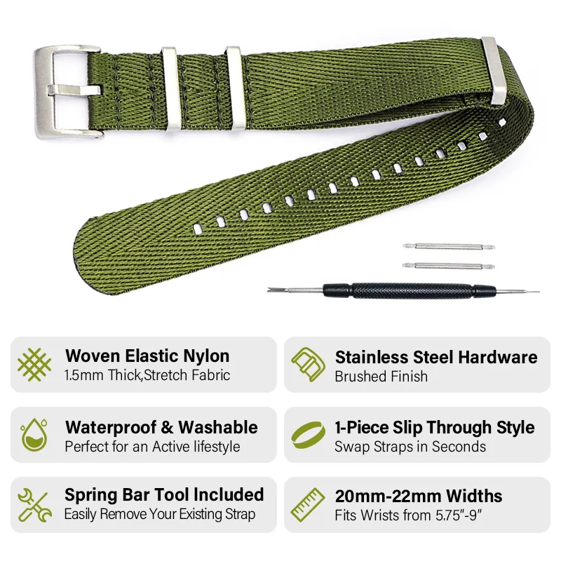 Premium Solid Color Nylon Watch Strap - Adjustable, Breathable & Comfortable for All Wrist Sizes