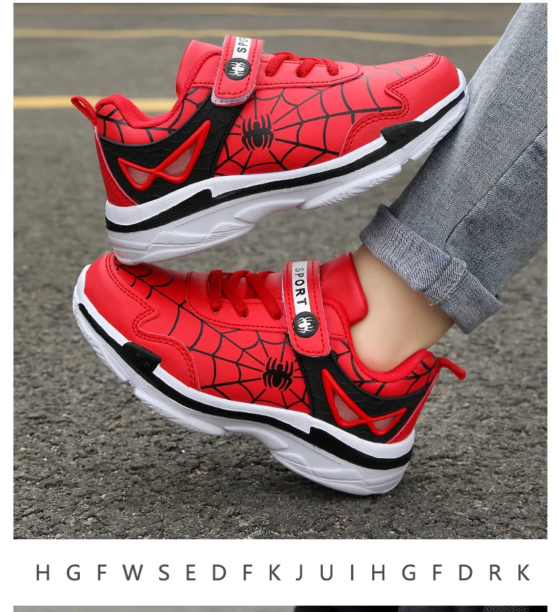 Brand Kids Cartoon Spider Sneakers Boys Comfortable Sports Shoes Outdoor Non-slip Tennis Shoes Lightweight Casual Running Shoes