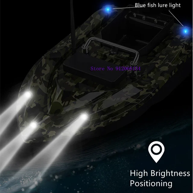 Waterproof Big Power 8Hoour Life Fixed Speed Cruise Smart RC Bait Boat 2KG 500M 5 Night Lights Remote Control Smart Fishing Boat 2