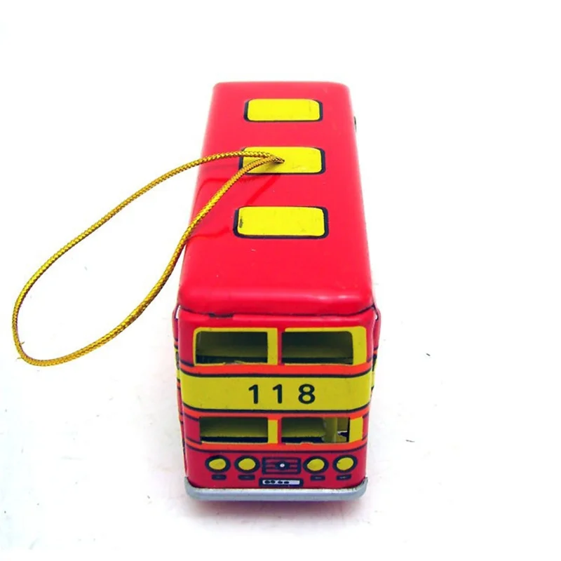 Retro Clockwork Wind Up Toy 8.5x3.2x4.2CM Vintage Bus Pendants Mechanical Tin Toys For Home Bar Decor Collection Gifts
