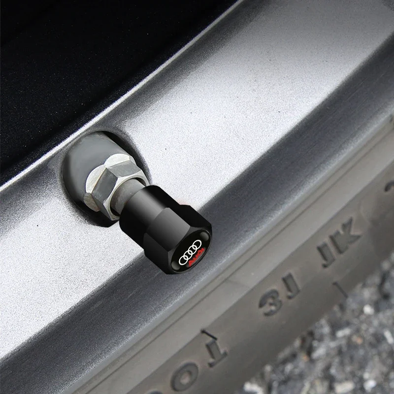 Tire Valve Stem Caps,Wheel Caps Compatible With Audi RS A1 A3 RS3 A4 A5 A6 A7 RS7 A8 Q3 Q5 Q7 R8 Series All Models, Metal Air Valve Cover Car Accessories,Not Made