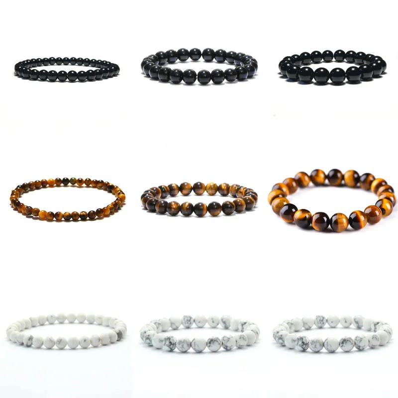 Tiger Eyes Obsidian Stone Beaded Meditation Bracelet for Men