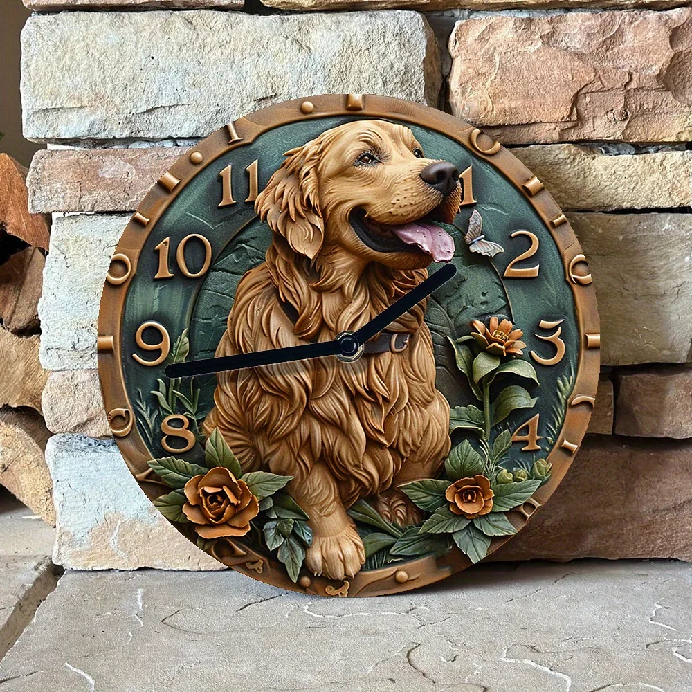 silent-wall-clock-with-golden-retriever-diy-modern-decor