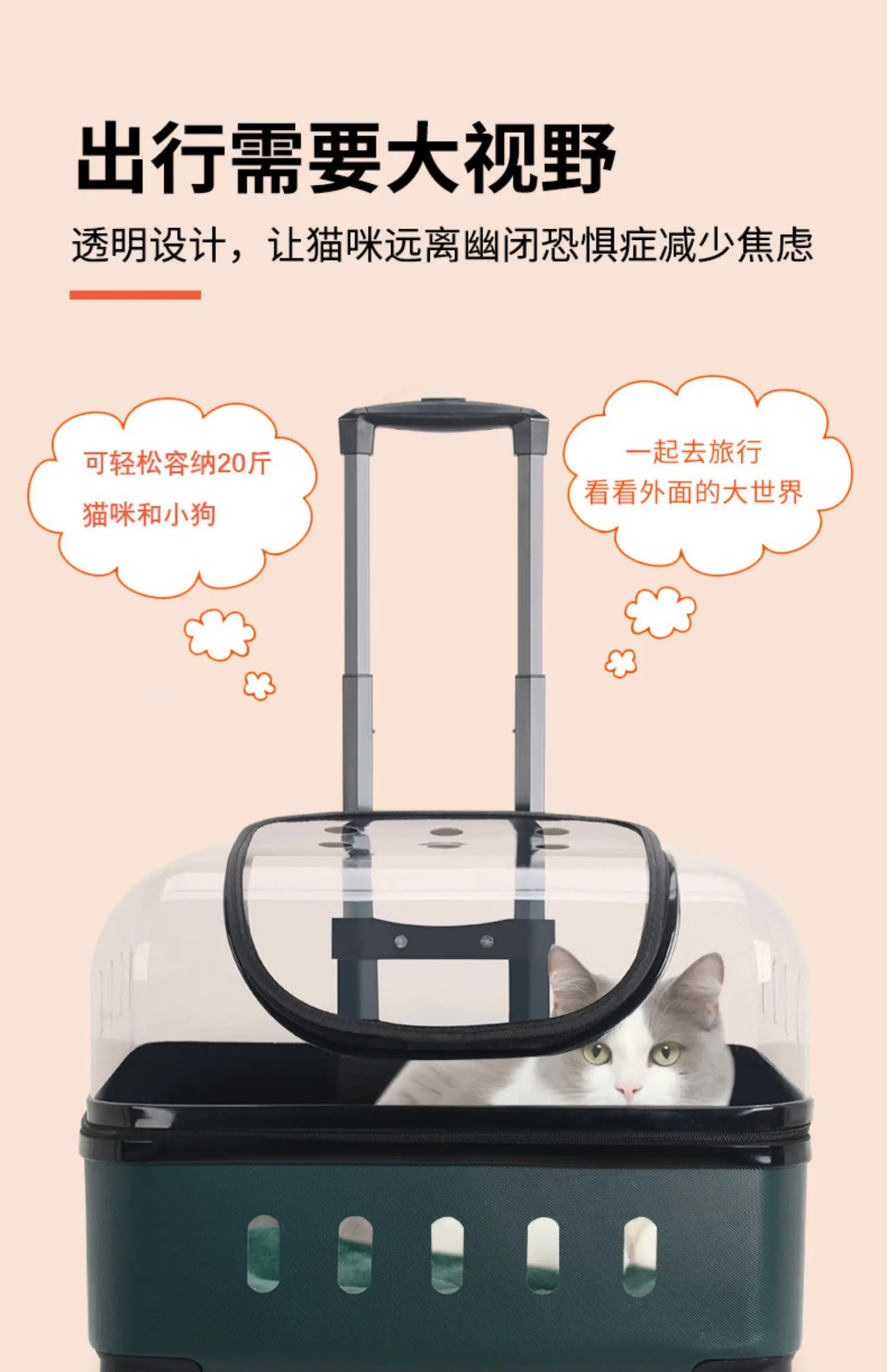 Title 6, Cat Bag Portable Trolley Bag Transparent Dog Sp...