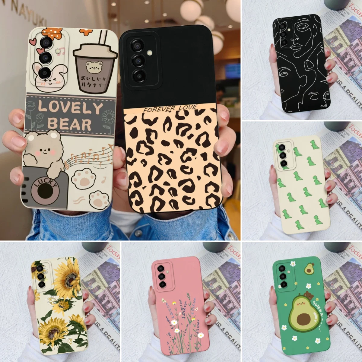 Nuova Custodia Per Samsung Galaxy M23 M33 M53 Bear Soft Liquid Silicone Paraurti A Copertura Totale Per Samsungm23 M 23 33 53 Capa Mask Funda