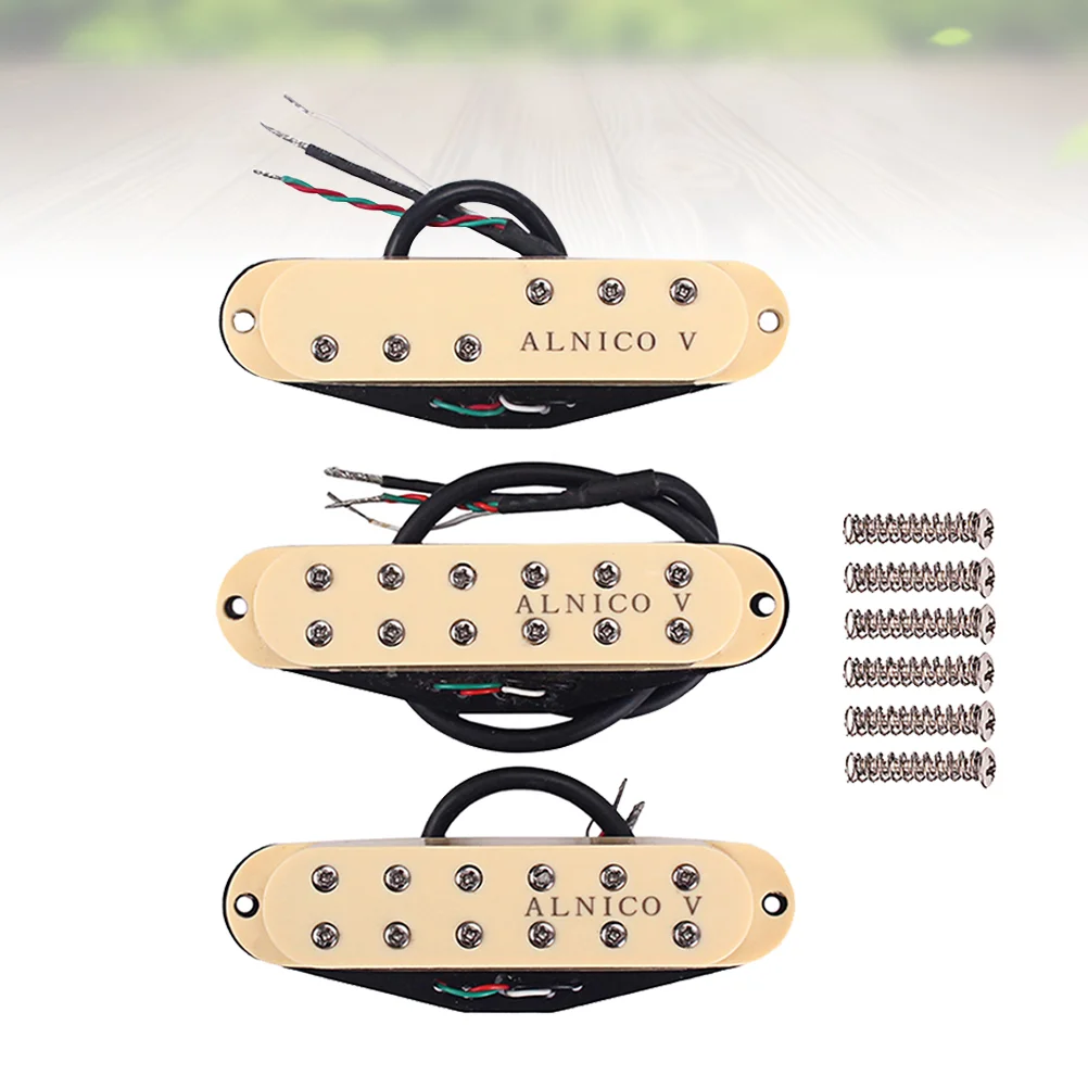 

Guitar Pickup Yellow Single Coil Alnico V Neck Bridge Middle Pickup Set Pickups for Guitar Accessories Replacement Parts