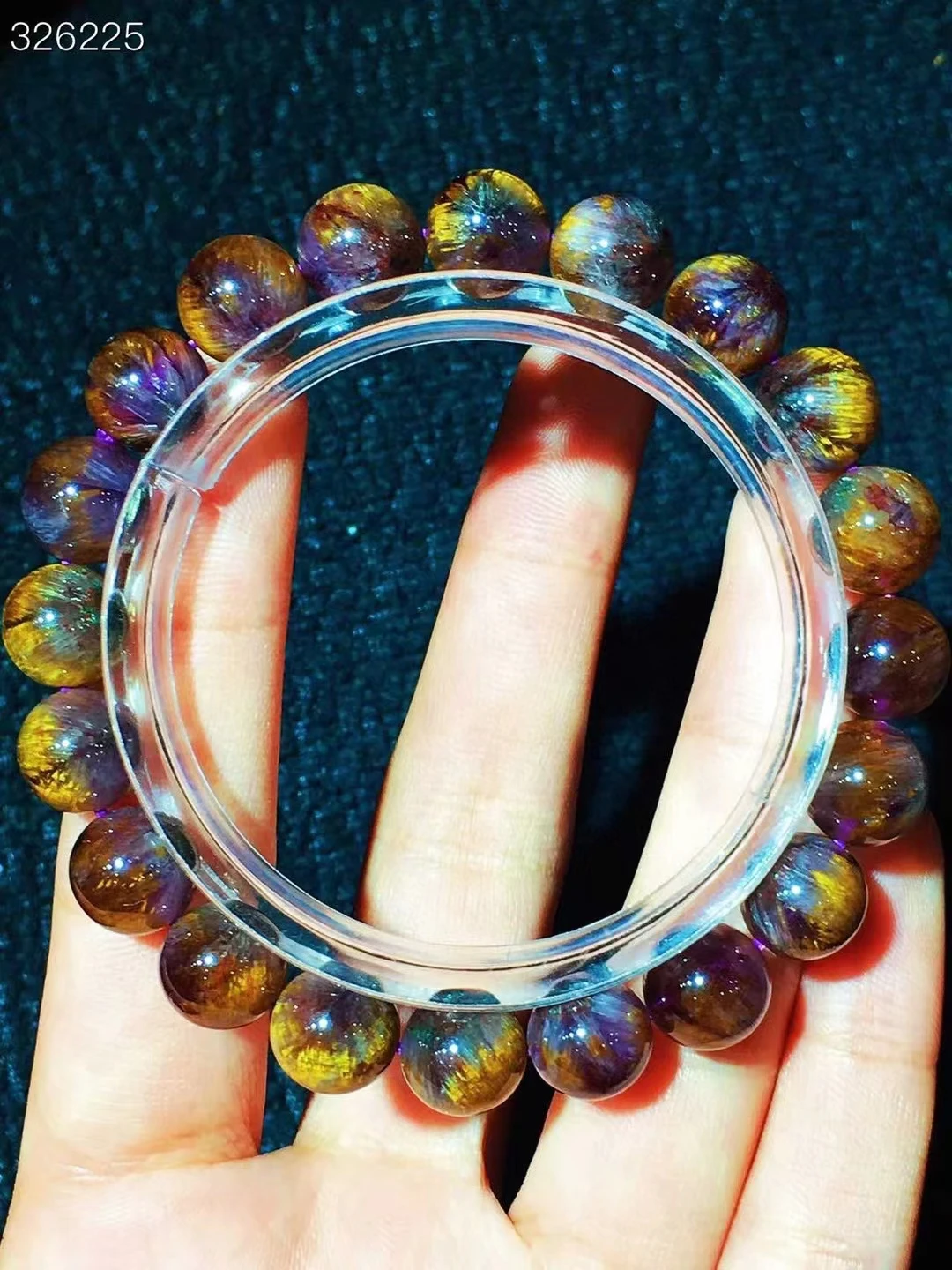 

Natural Purple Cacoxenite Auralite 23 Flower Bracelet 9.5mm Canada Gold Rutilated Women Men Round Beads Gold Rutilated AAAAAA