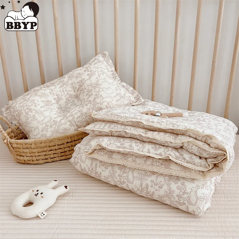 Baby Camellia Rose Print Muslin Blanket Quilt for Summer Infant Floral Muslin Comforter Napping Cover for Baby Bedding Quilts