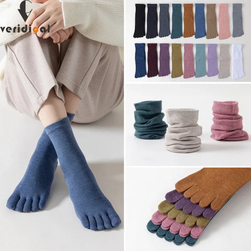 Yoga Five Finger Socks Woman Girl Organic Cotton Solid Non-Slip Young Casual Fashion Pilates Fitness Harajuku Socks With Toes