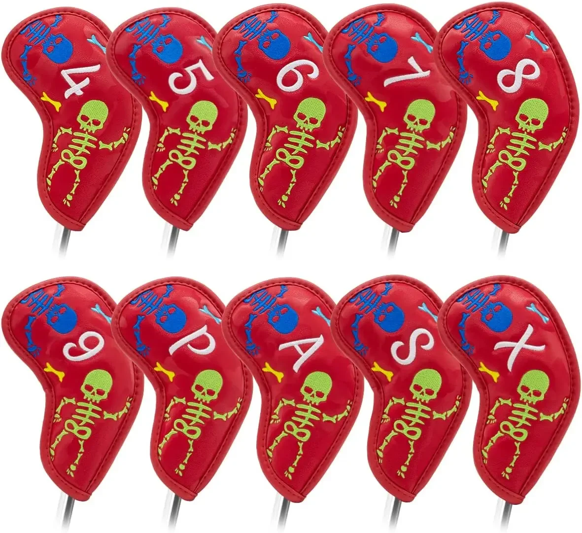 10pcs/set Golf Iron Headcover 4-9,P,S,A,X , Club Head Cover Embroidery Sport Golf Training Equipment Accessories tourbon vintage golf mallet putter head cover closure golf headcover khaki canvas