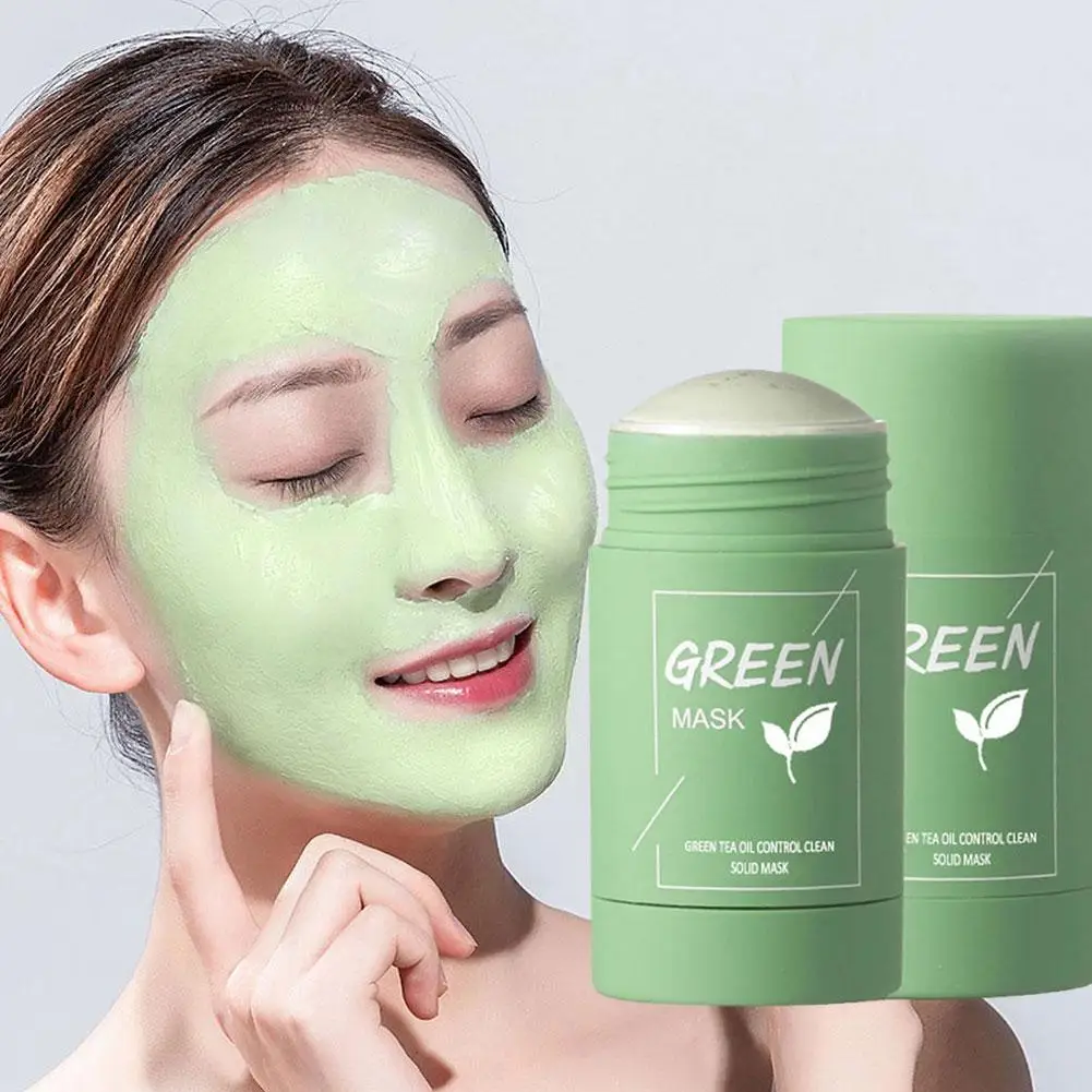 Sd26a4e2467bb41089d76c98cf2416195j 40G Moisturizing Green Tea Solid Mask Face Skin Care Purifying Clay Stick Oil Control Improves Skin Deep Cleaning Hydrating Mask