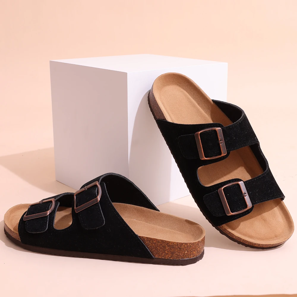 Evshine dam kork strand sandaler med dubbelt spänne halkfria_voghion.com