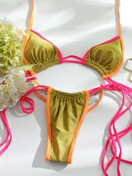 Rinabe Bandage Swimwear Swimsuit Women Triangle Bikinis Micro Thongs Bathing Suits Sexy Biquini Brazilian Beachwear 1