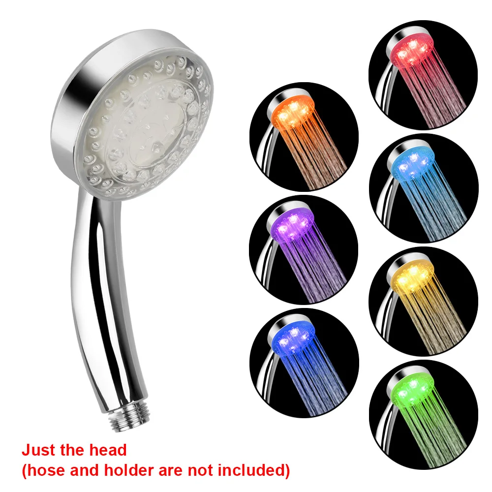 Ultra-Quiet 3 Colors Temperature Sensor Rainfall Top Spray 7 Colors Gradual Changing Square Fixed Showerhead LED Shower Head 4