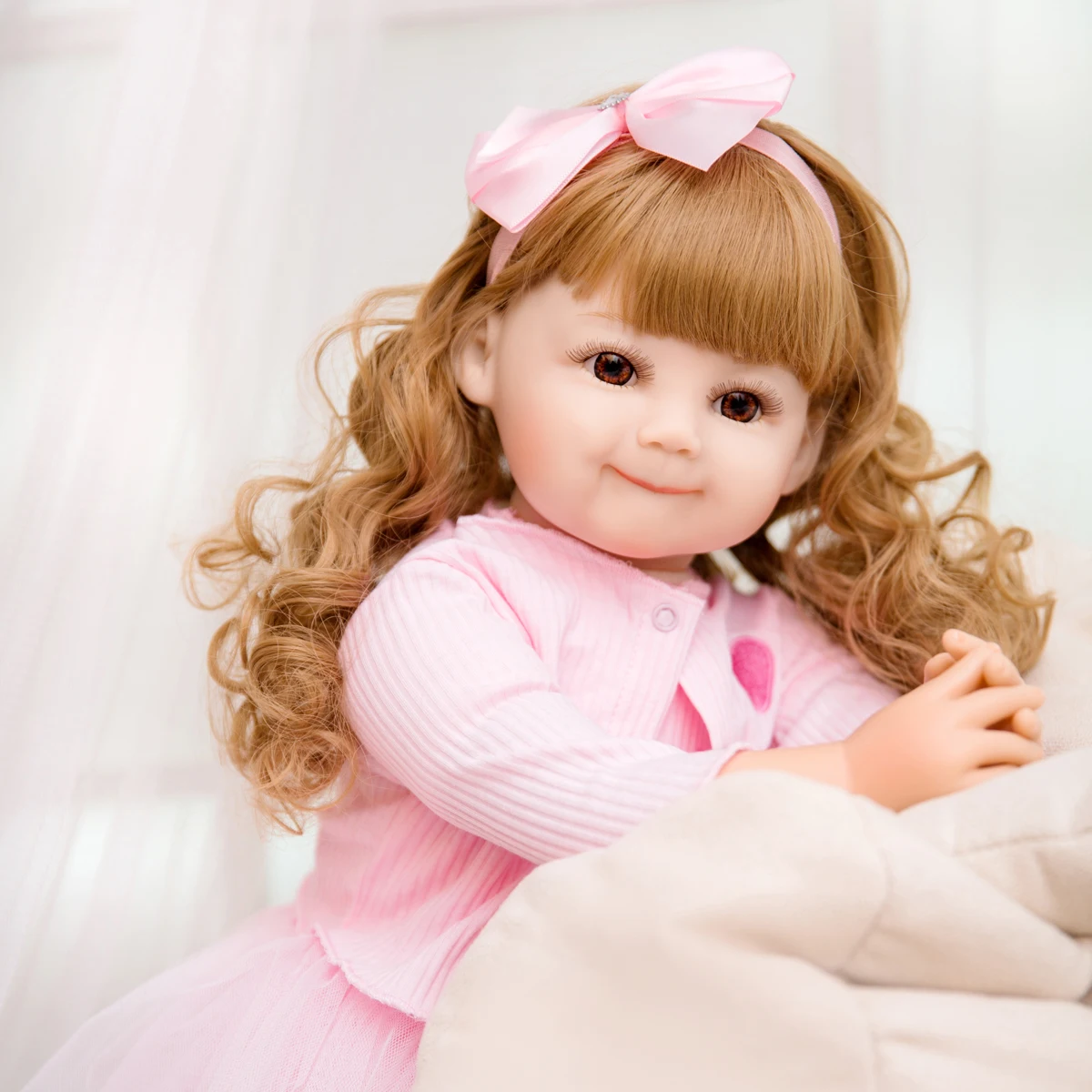 KEIUMI 24 Inch Golden Curly Hair UU Cloth Body Lovely Doll Princess Girl Baby Doll Kid Birthday Gifts