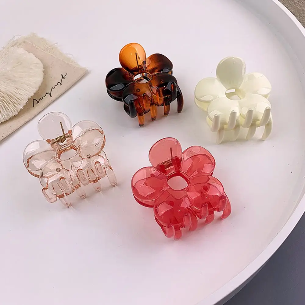 

Hair Accessoires Geometric Hollow Barrettes Acrylic Wash Face Transparent Hair Claw Flower Ponytail Holder Hair Crab Clip