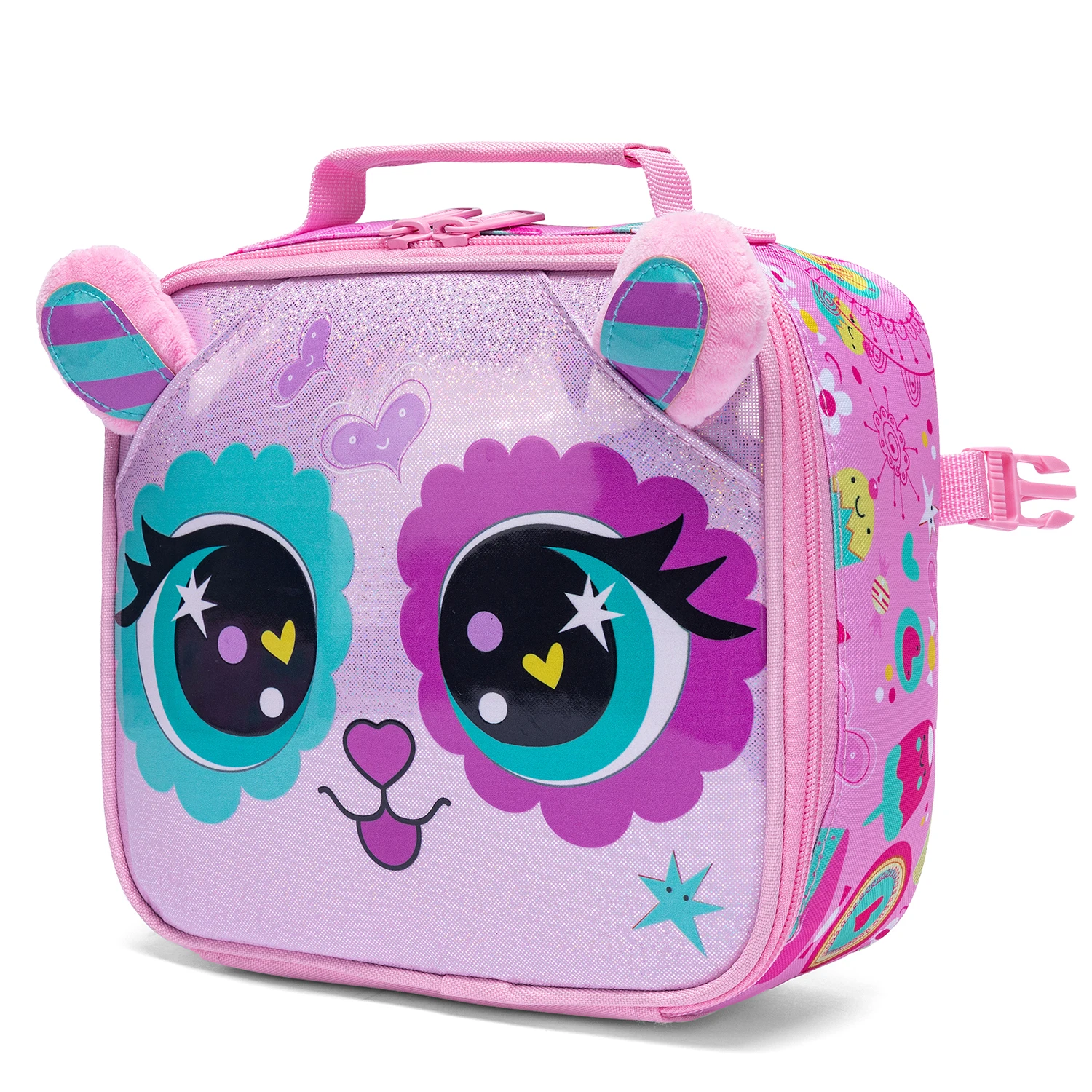 3PCS Cute Animal Backpack for Girls PU Leather Bookbag for Elementary School with Lunch Bag And PenBag 3