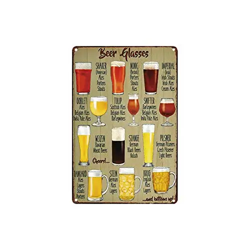 

metal tin sign Beer Glasses Guide Poster Bar Cafe Garage Wall Decor Retro Vintage 7.87 X 11.8 inches