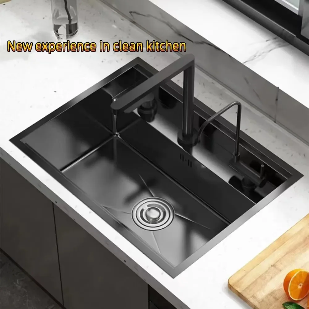 RLL Hidden Kitchen Sink Black Nano 304 Stainless Steel Sink Hidden Kitchen Fruit And Vegetable Bowl Cleaning Pool Home Bar Sink 6