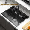RLL Hidden Kitchen Sink Black Nano 304 Stainless Steel Sink Hidden Kitchen Fruit And Vegetable Bowl Cleaning Pool Home Bar Sink 6